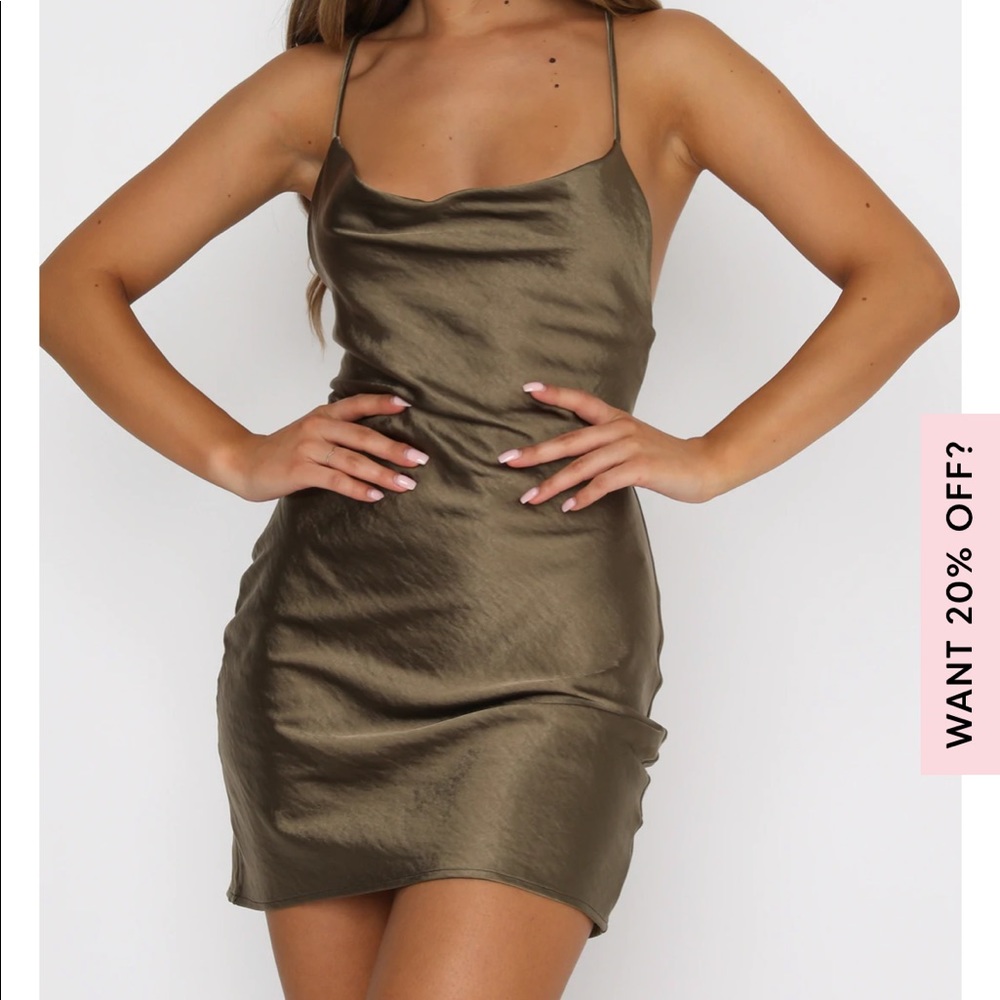 White Fox Boutique Chain of Hearts Mini Dress in Olive